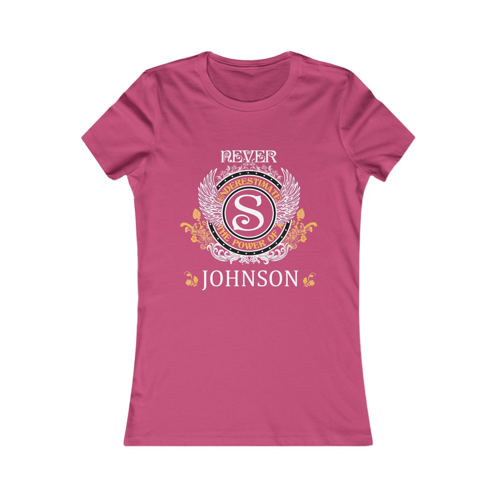 Never Underestimate The Power - Johnson Crest — Women Tee