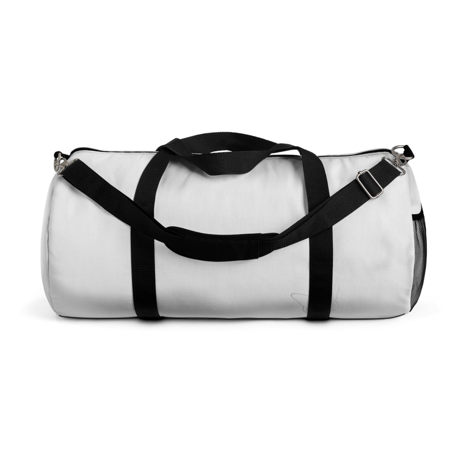 White Minimalist Butterfly Silhouette — Duffel Bag