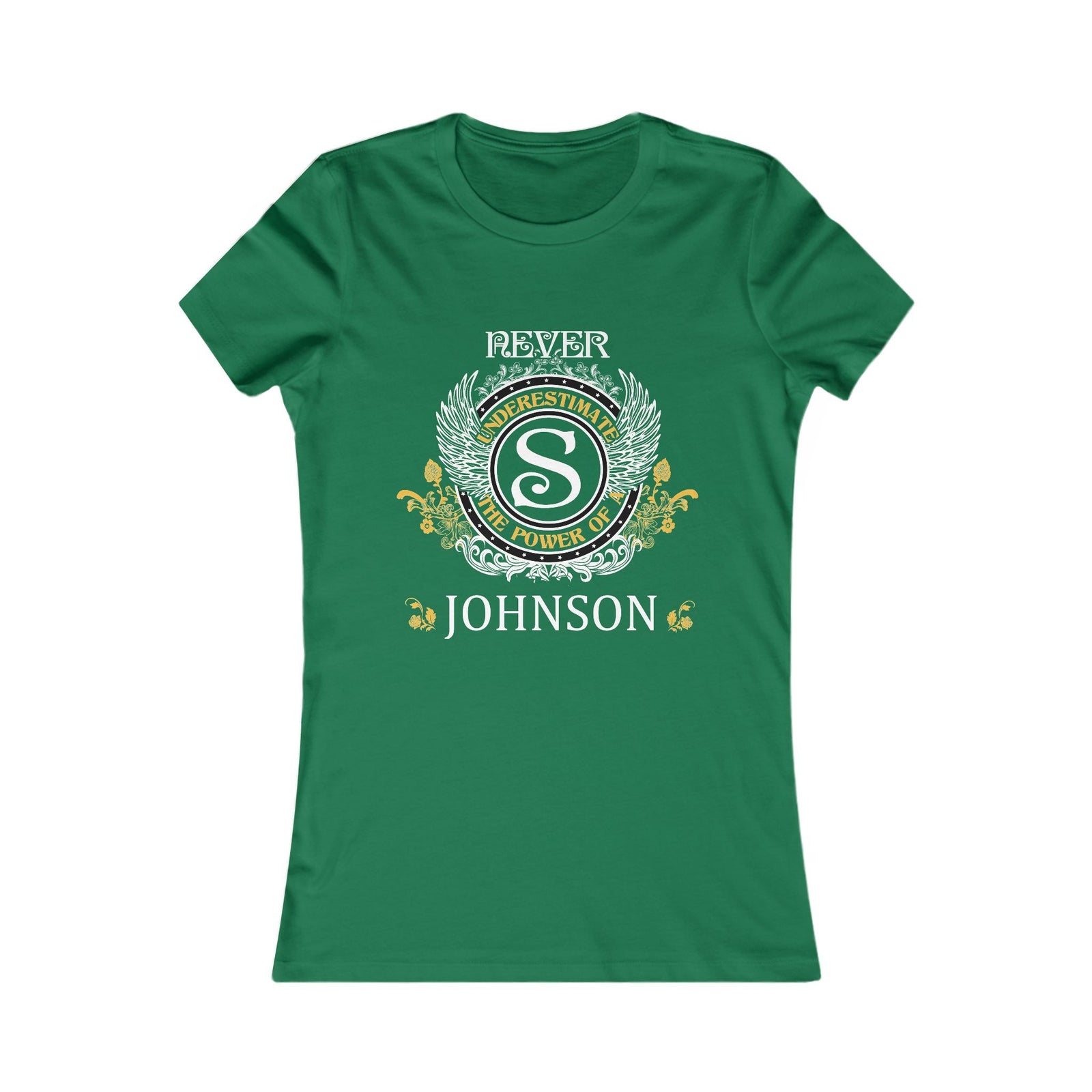 Never Underestimate The Power - Johnson Crest — Women Tee