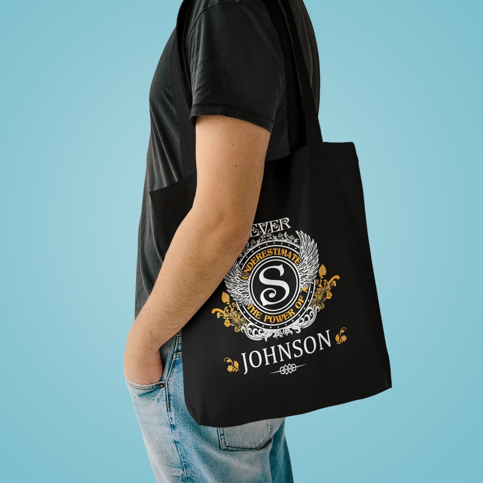 Never Underestimate The Power - Johnson Crest — Cotton Tote Bag