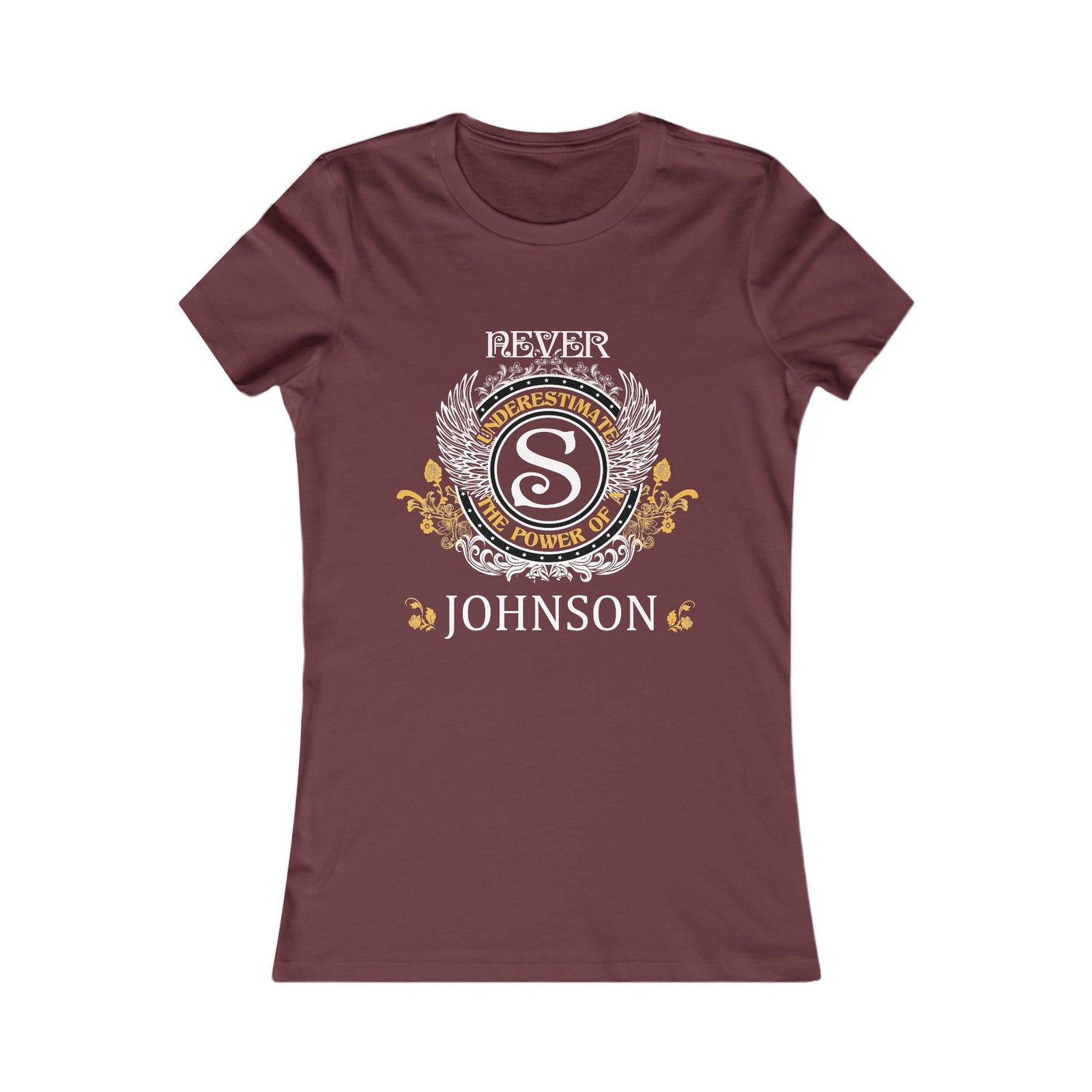 Never Underestimate The Power - Johnson Crest — Women Tee