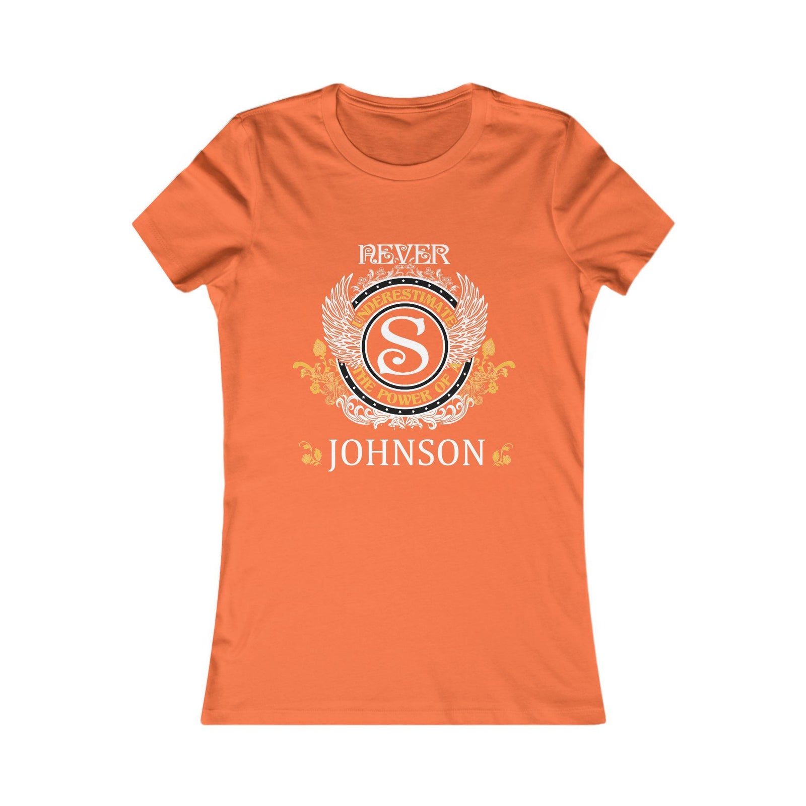 Never Underestimate The Power - Johnson Crest — Women Tee