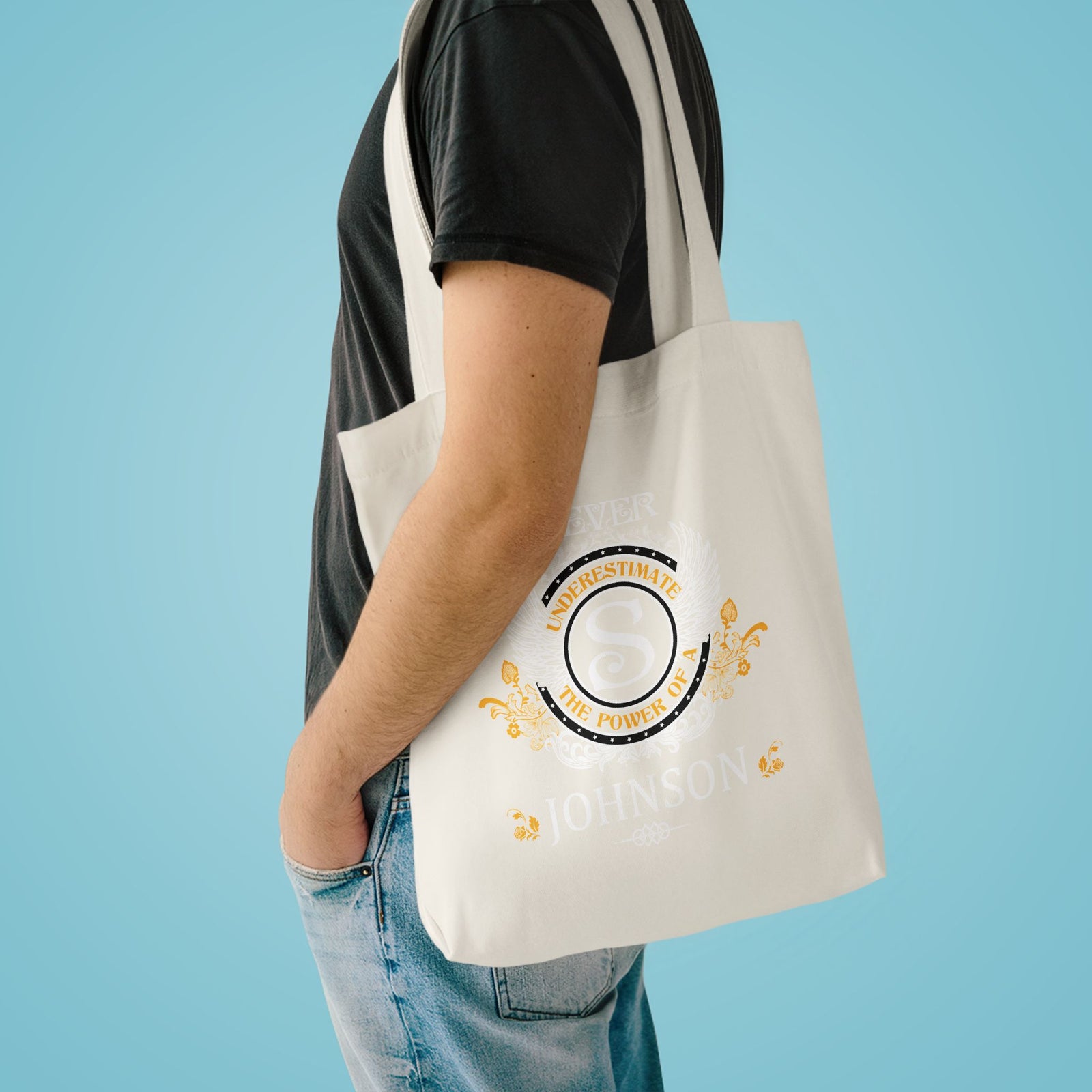 Never Underestimate The Power - Johnson Crest — Cotton Tote Bag
