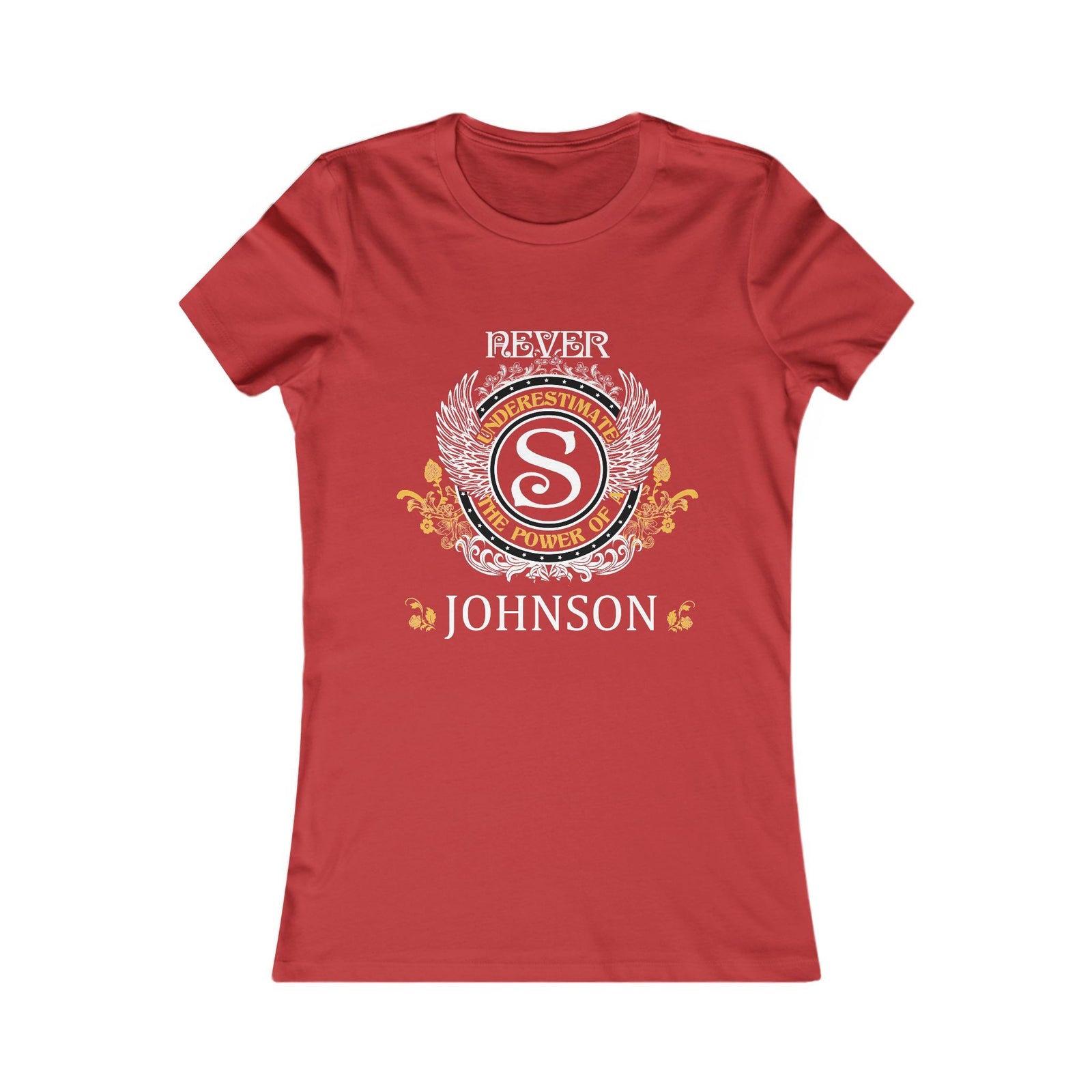 Never Underestimate The Power - Johnson Crest — Women Tee