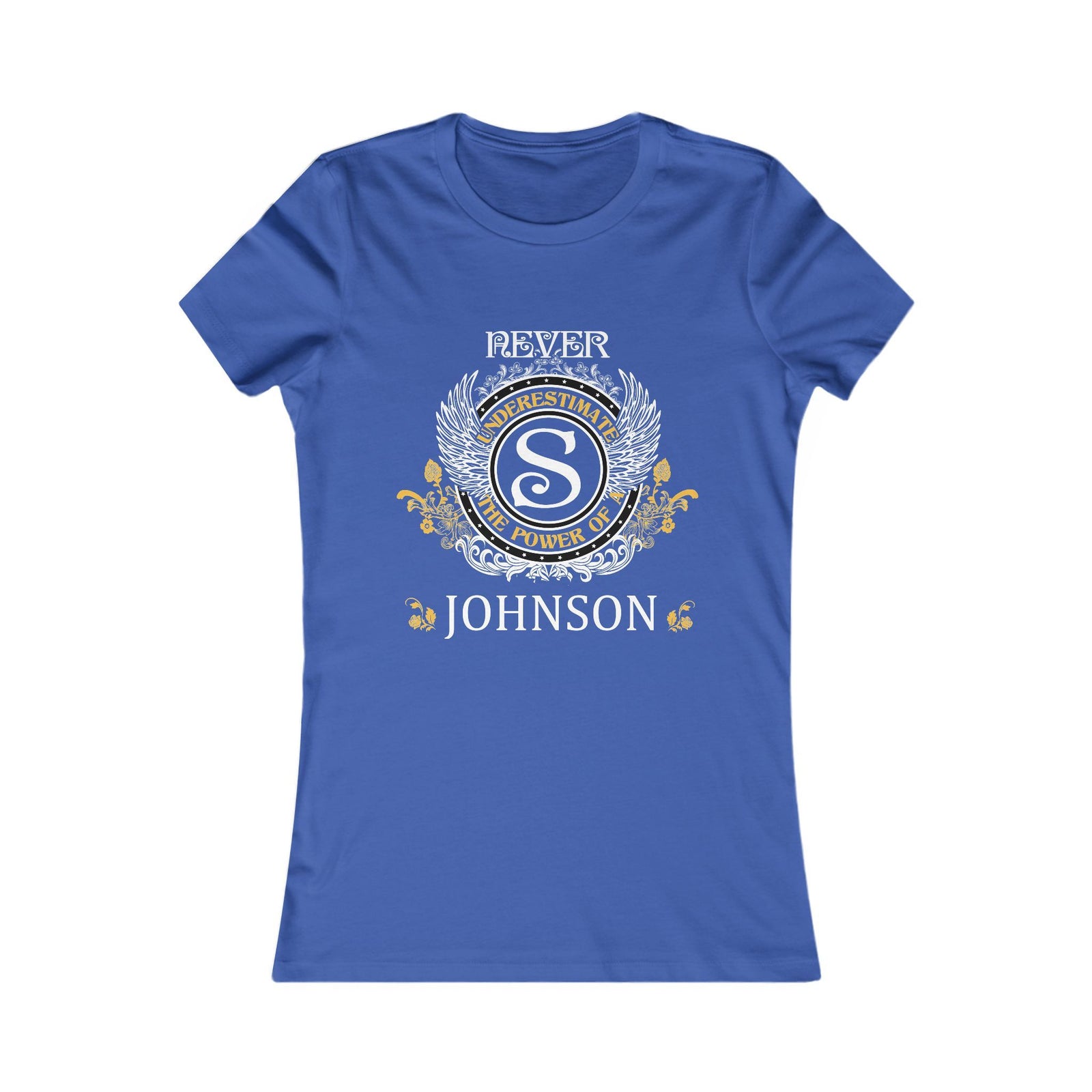 Never Underestimate The Power - Johnson Crest — Women Tee